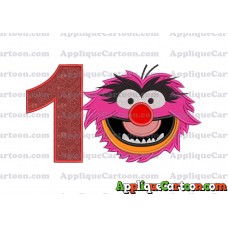 Animal Muppet Baby Head 01 Applique Embroidery Design Birthday Number 1
