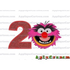 Animal Muppet Baby Head 01 Applique Embroidery Design Birthday Number 2