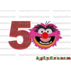 Animal Muppet Baby Head 01 Applique Embroidery Design Birthday Number 5