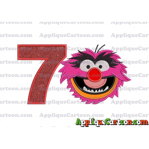 Animal Muppet Baby Head 01 Applique Embroidery Design Birthday Number 7