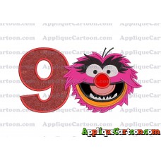 Animal Muppet Baby Head 01 Applique Embroidery Design Birthday Number 9