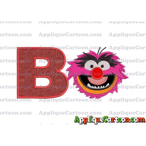 Animal Muppet Baby Head 01 Applique Embroidery Design With Alphabet B