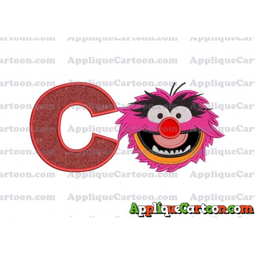 Animal Muppet Baby Head 01 Applique Embroidery Design With Alphabet C