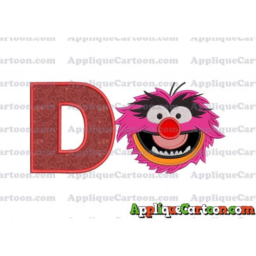 Animal Muppet Baby Head 01 Applique Embroidery Design With Alphabet D