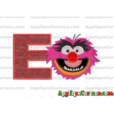 Animal Muppet Baby Head 01 Applique Embroidery Design With Alphabet E