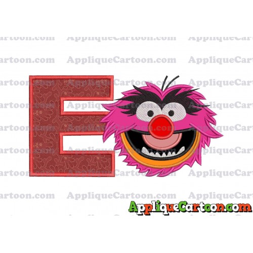 Animal Muppet Baby Head 01 Applique Embroidery Design With Alphabet E