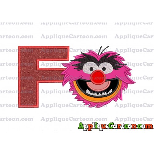 Animal Muppet Baby Head 01 Applique Embroidery Design With Alphabet F