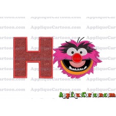 Animal Muppet Baby Head 01 Applique Embroidery Design With Alphabet H