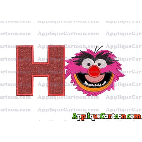 Animal Muppet Baby Head 01 Applique Embroidery Design With Alphabet H