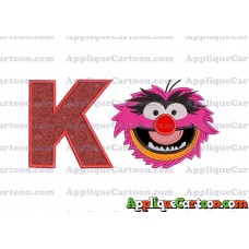 Animal Muppet Baby Head 01 Applique Embroidery Design With Alphabet K