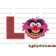 Animal Muppet Baby Head 01 Applique Embroidery Design With Alphabet L
