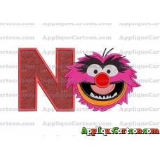Animal Muppet Baby Head 01 Applique Embroidery Design With Alphabet N
