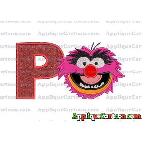 Animal Muppet Baby Head 01 Applique Embroidery Design With Alphabet P