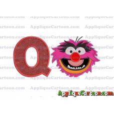 Animal Muppet Baby Head 01 Applique Embroidery Design With Alphabet Q