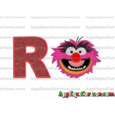 Animal Muppet Baby Head 01 Applique Embroidery Design With Alphabet R