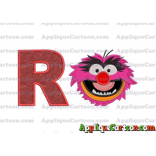 Animal Muppet Baby Head 01 Applique Embroidery Design With Alphabet R