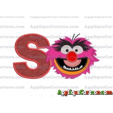 Animal Muppet Baby Head 01 Applique Embroidery Design With Alphabet S