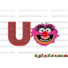 Animal Muppet Baby Head 01 Applique Embroidery Design With Alphabet U