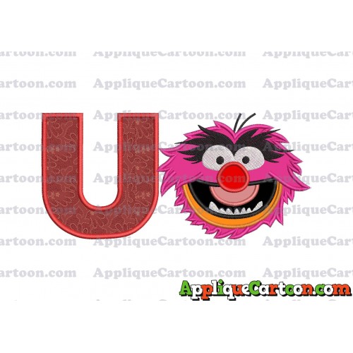 Animal Muppet Baby Head 01 Applique Embroidery Design With Alphabet U