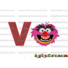 Animal Muppet Baby Head 01 Applique Embroidery Design With Alphabet V