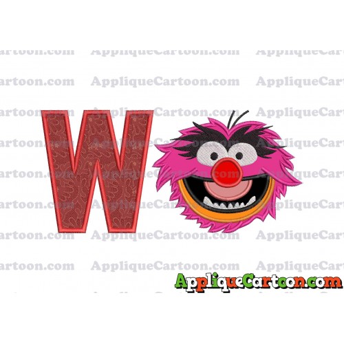 Animal Muppet Baby Head 01 Applique Embroidery Design With Alphabet W