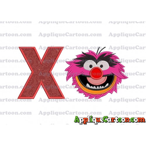 Animal Muppet Baby Head 01 Applique Embroidery Design With Alphabet X