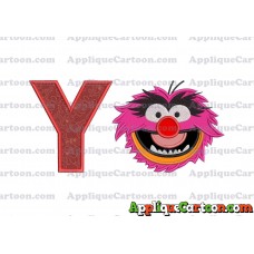 Animal Muppet Baby Head 01 Applique Embroidery Design With Alphabet Y