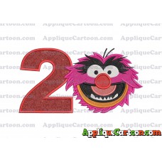 Animal Muppet Baby Head 02 Filled Embroidery Design Birthday Number 2