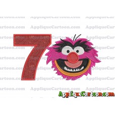 Animal Muppet Baby Head 02 Filled Embroidery Design Birthday Number 7