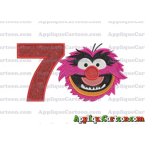 Animal Muppet Baby Head 02 Filled Embroidery Design Birthday Number 7