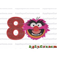 Animal Muppet Baby Head 02 Filled Embroidery Design Birthday Number 8