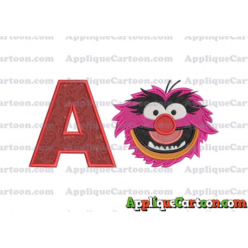Animal Muppet Baby Head 02 Filled Embroidery Design With Alphabet A