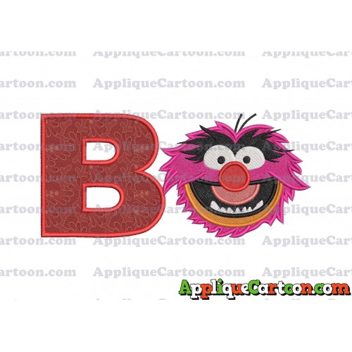 Animal Muppet Baby Head 02 Filled Embroidery Design With Alphabet B