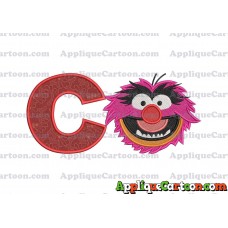 Animal Muppet Baby Head 02 Filled Embroidery Design With Alphabet C