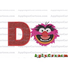 Animal Muppet Baby Head 02 Filled Embroidery Design With Alphabet D