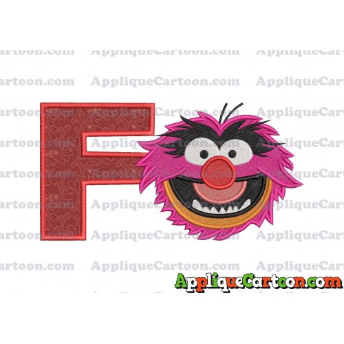 Animal Muppet Baby Head 02 Filled Embroidery Design With Alphabet F