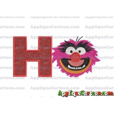 Animal Muppet Baby Head 02 Filled Embroidery Design With Alphabet H