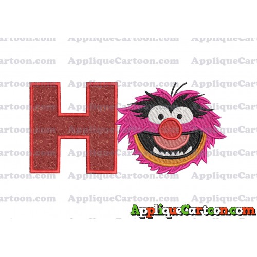 Animal Muppet Baby Head 02 Filled Embroidery Design With Alphabet H