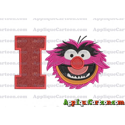 Animal Muppet Baby Head 02 Filled Embroidery Design With Alphabet I