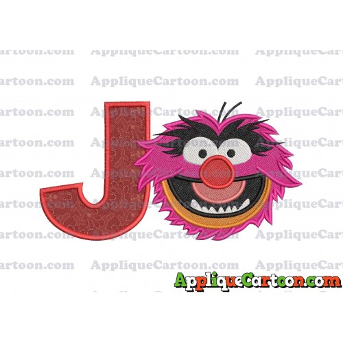 Animal Muppet Baby Head 02 Filled Embroidery Design With Alphabet J