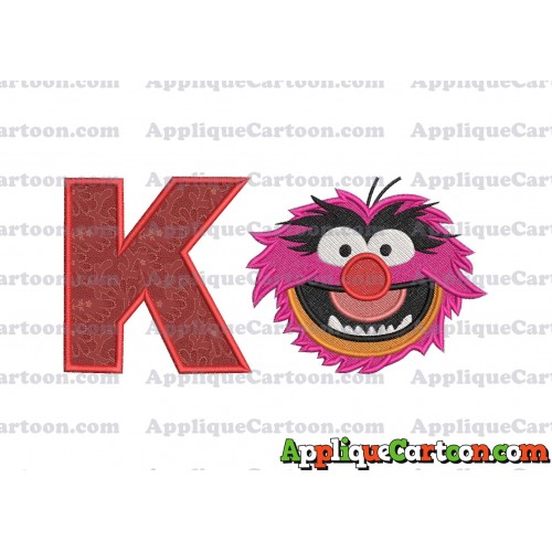 Animal Muppet Baby Head 02 Filled Embroidery Design With Alphabet K