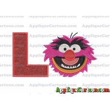 Animal Muppet Baby Head 02 Filled Embroidery Design With Alphabet L