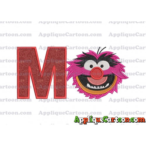 Animal Muppet Baby Head 02 Filled Embroidery Design With Alphabet M