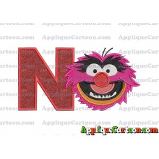 Animal Muppet Baby Head 02 Filled Embroidery Design With Alphabet N
