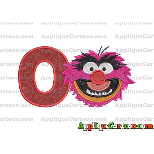 Animal Muppet Baby Head 02 Filled Embroidery Design With Alphabet O