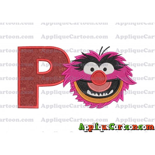 Animal Muppet Baby Head 02 Filled Embroidery Design With Alphabet P