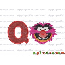 Animal Muppet Baby Head 02 Filled Embroidery Design With Alphabet Q