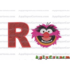 Animal Muppet Baby Head 02 Filled Embroidery Design With Alphabet R