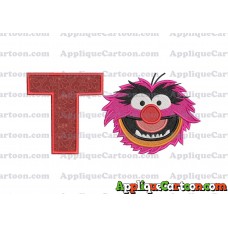 Animal Muppet Baby Head 02 Filled Embroidery Design With Alphabet T