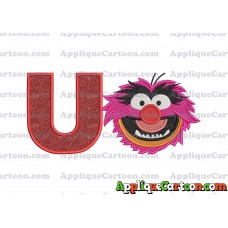 Animal Muppet Baby Head 02 Filled Embroidery Design With Alphabet U